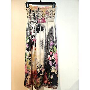 Lapis Anthropologie Floral Colorful Tube Midi Dress One SzPullover Stretch Boho